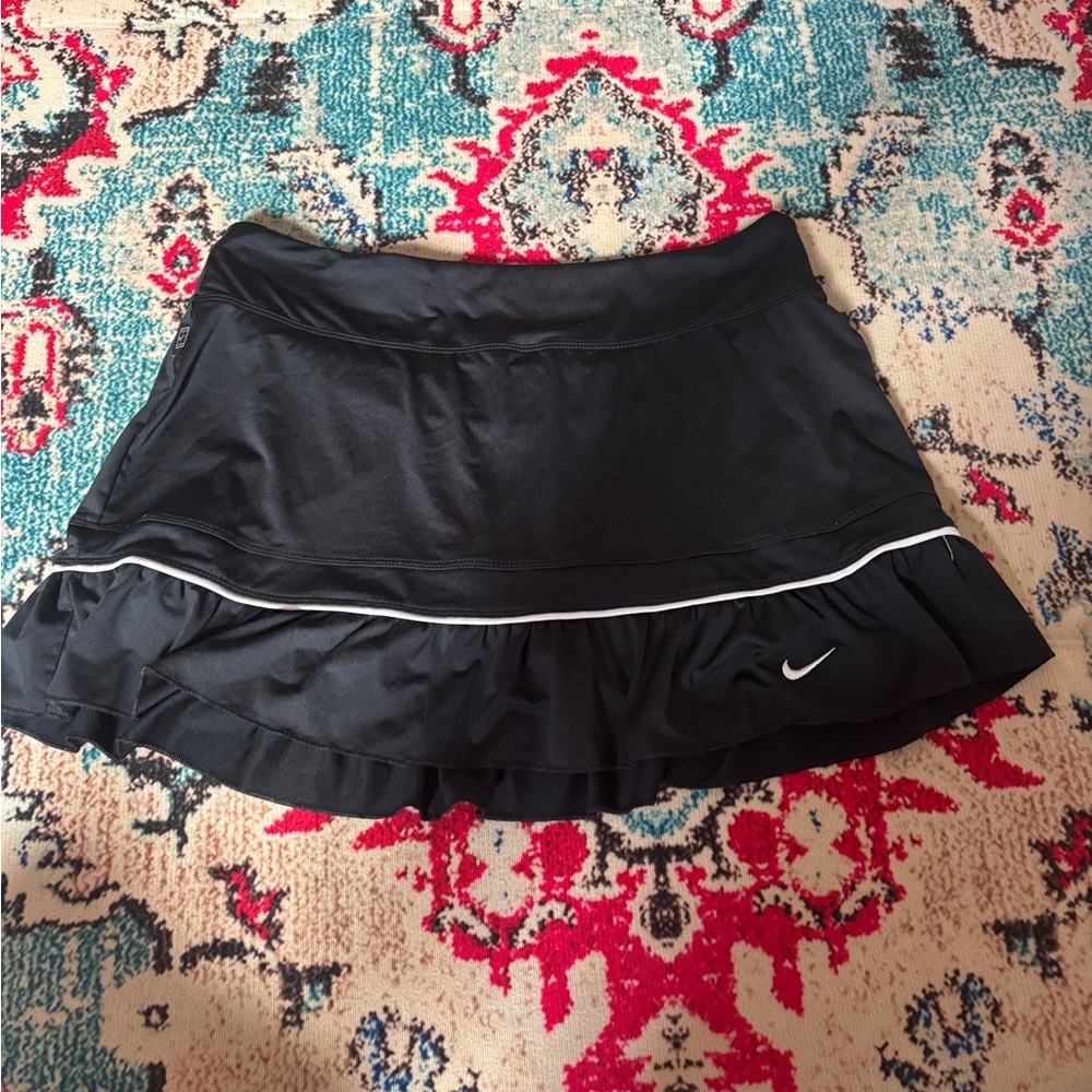Nike Black and White Ruffled Skater Mini Skirt